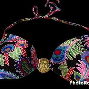 Vintage Luli Fama Bikini Top Gold Logo